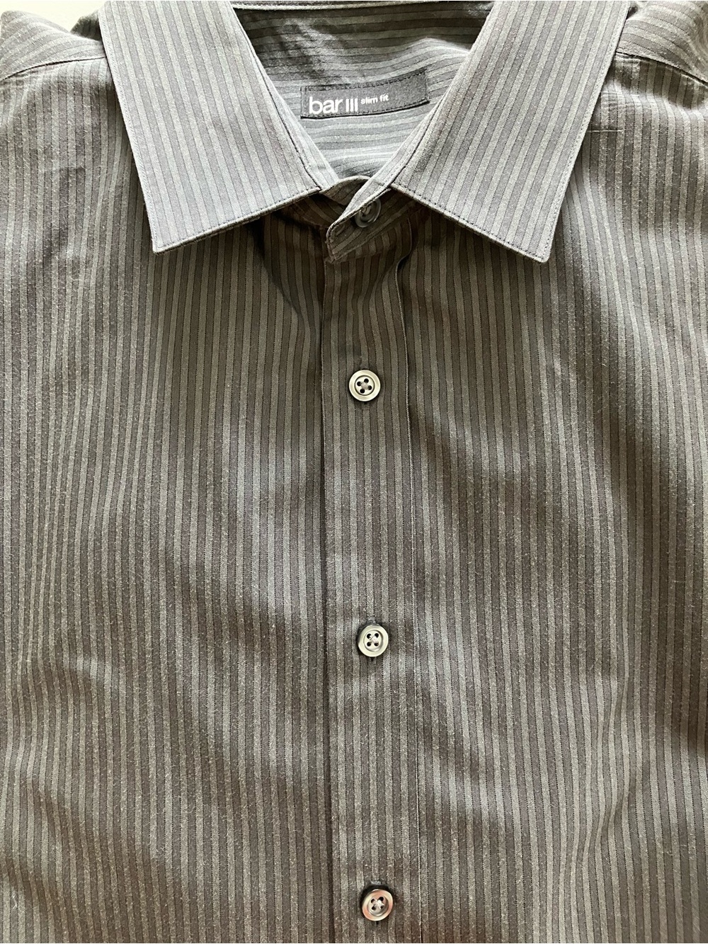 Bar III Black and Gray Striped Dress Shirt